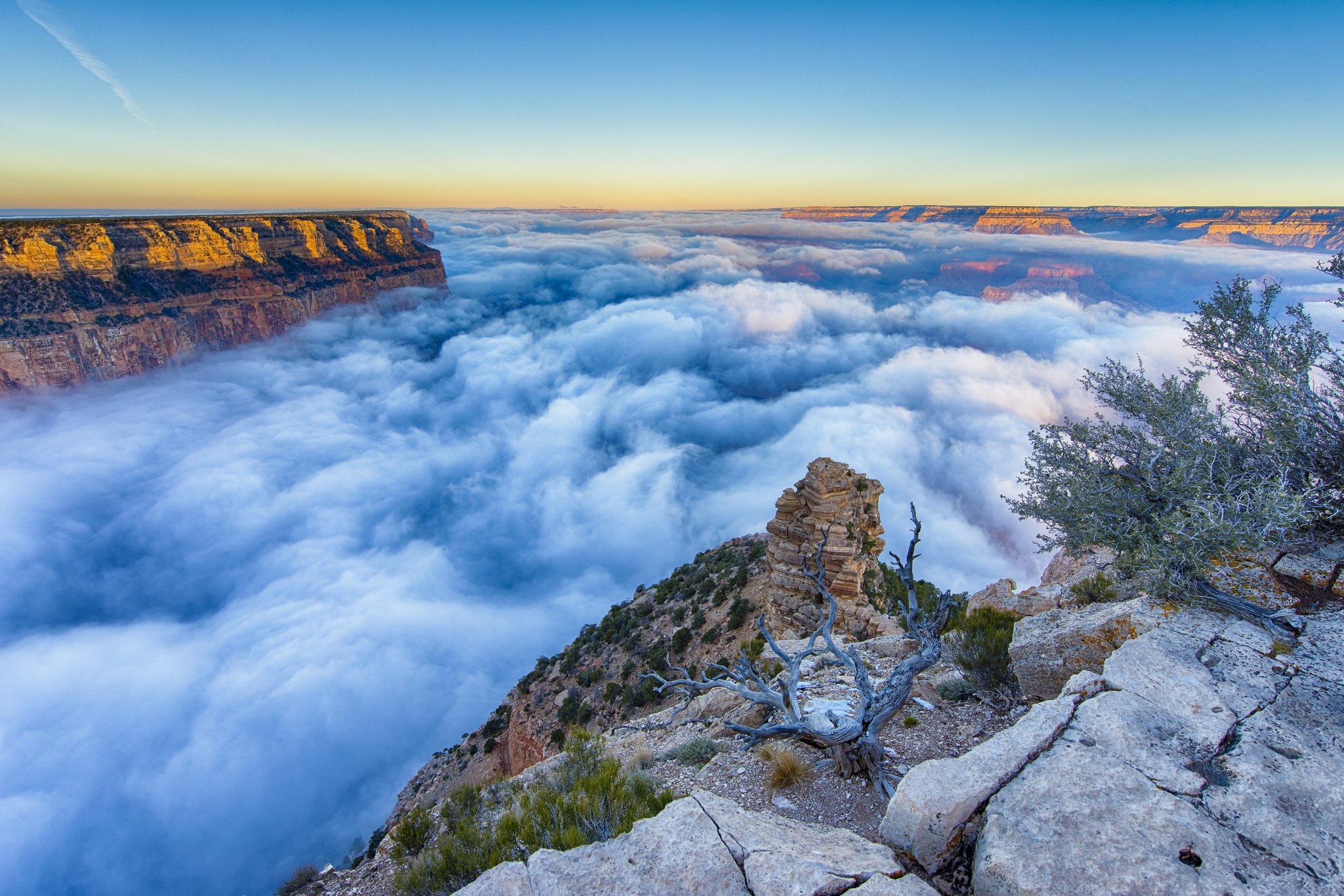 fog, Morning, Grand, Canyon, Arizona Wallpaper