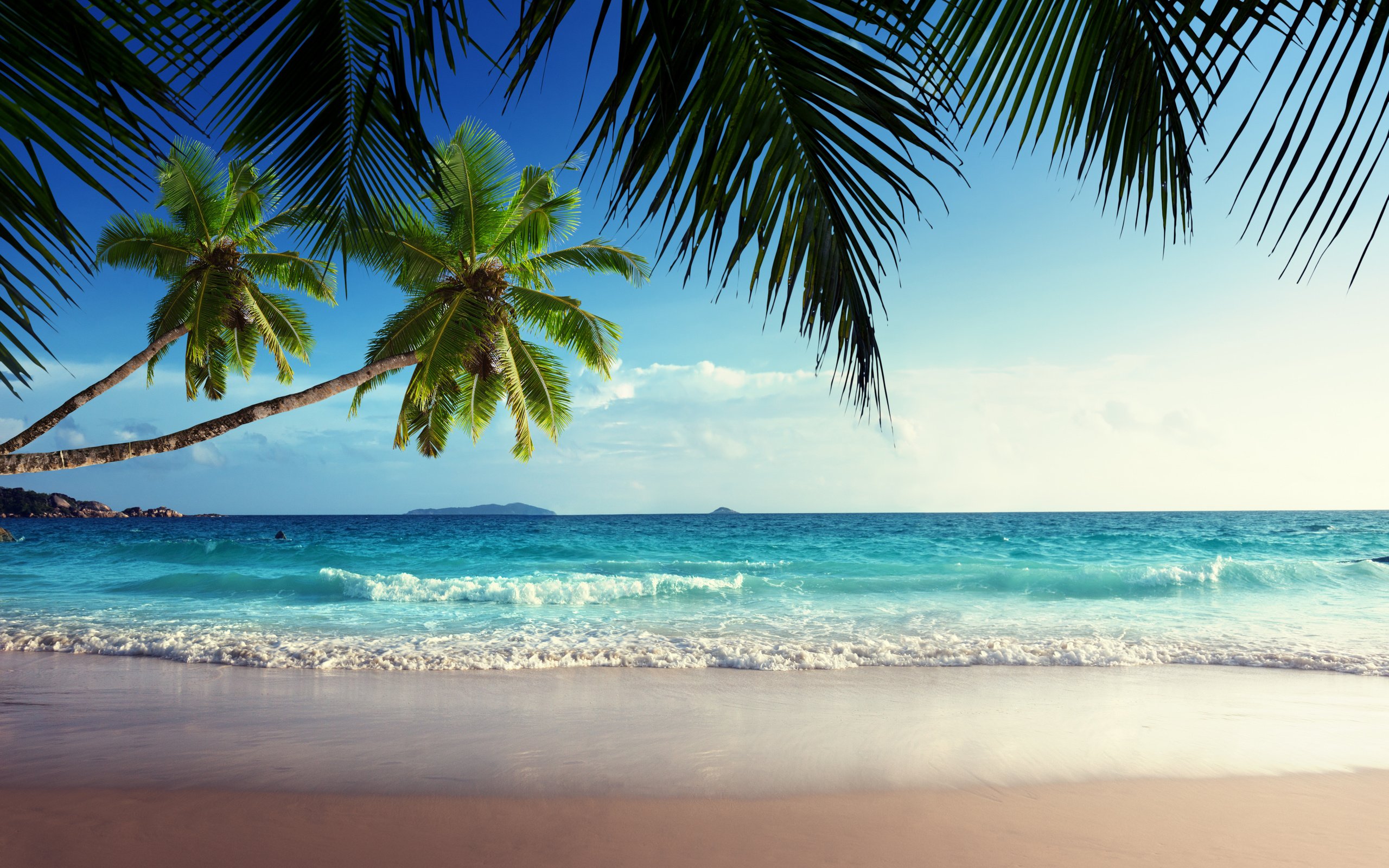 emerald, Sea, Paradise, Sunshine, Beach, Sky, Tropical, Blue, Coast Wallpaper