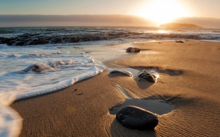 sea, Sunset, Sand, Shore, Wave HD Wallpaper Desktop Background