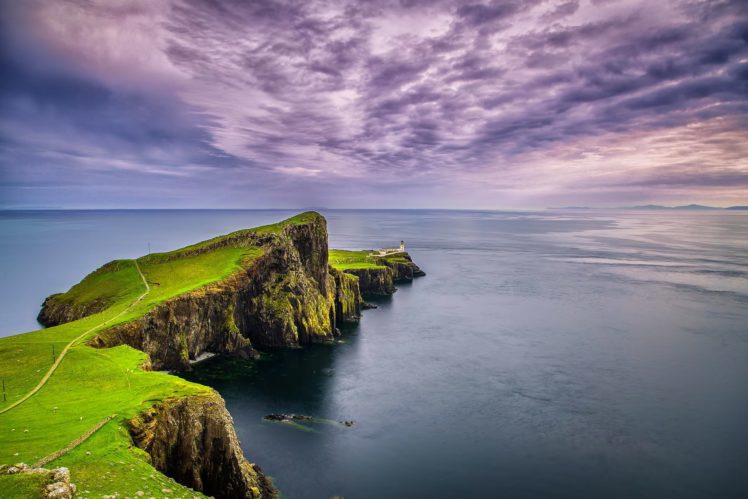 landscape, Nature, Sea, Rocks, Sky, Clouds, Lighthouse, Cape, Point, Nist, Scotland HD Wallpaper Desktop Background