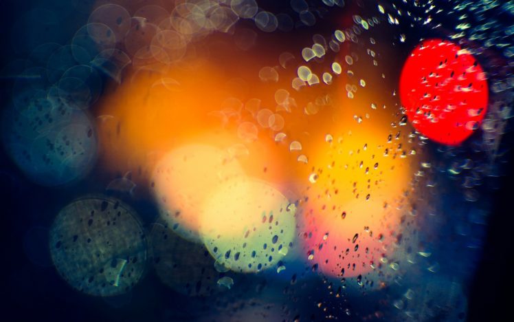 bokeh, Drops, Rain, Lights, Window, Glass, Water, Color HD Wallpaper Desktop Background
