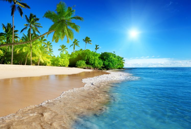 sunshine, Beach, Coast, Tropical, Paradise, Blue, Sea, Sky, Emerald HD Wallpaper Desktop Background