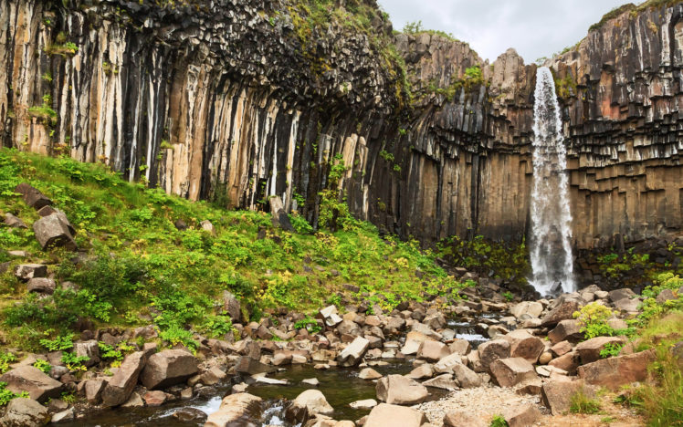 nature, Waterfall, Stone, Rock, Cliff, Rivers, Stream, Plants HD Wallpaper Desktop Background