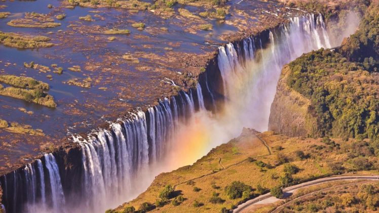 waterfalls, Nature, Landscapes, Rivers, Roads, Spray, Slpash, Africa HD Wallpaper Desktop Background