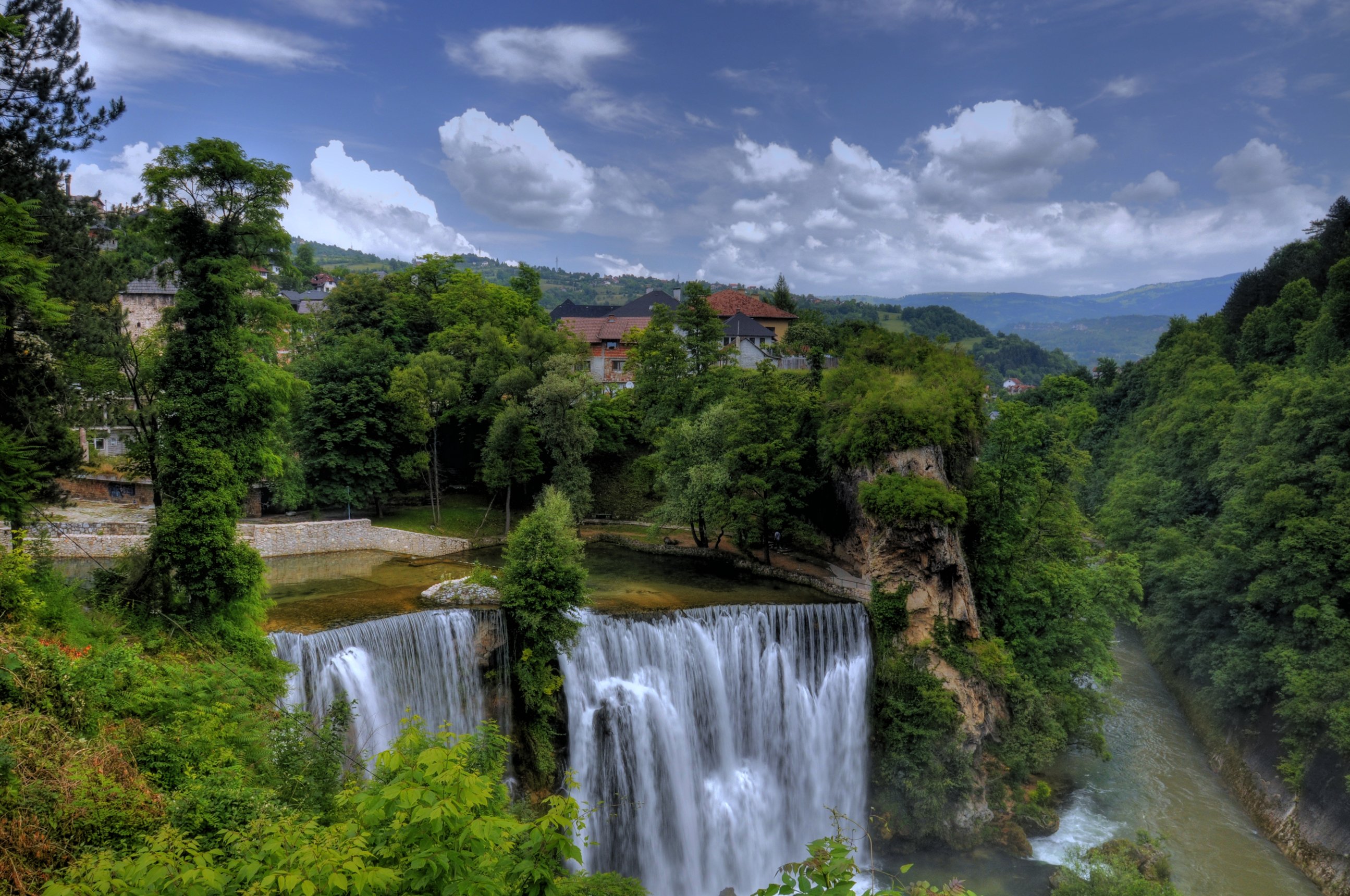bosnia, And, Herzegovina, Waterfalls, Rivers, Jajce, Trees, Nature Wallpaper