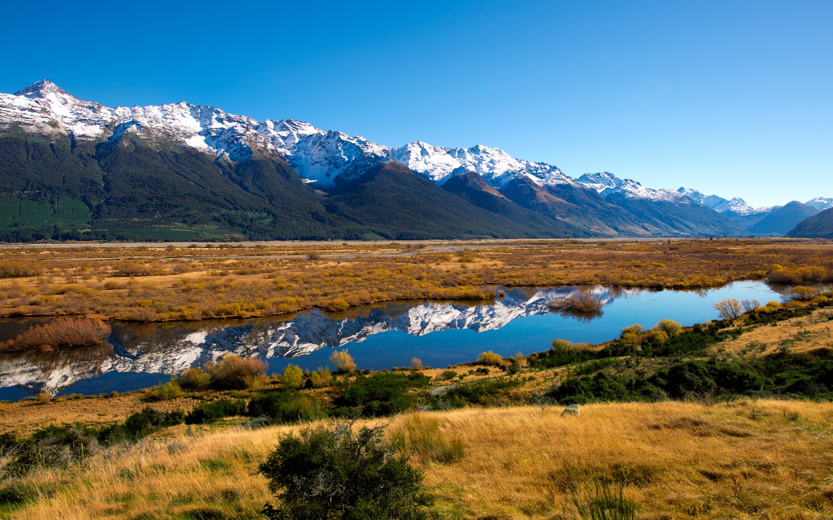 lakes, Reflection, Water, Nature, Landscapes, Grass, Mountains, Sky, Range, Peaks Wallpaper