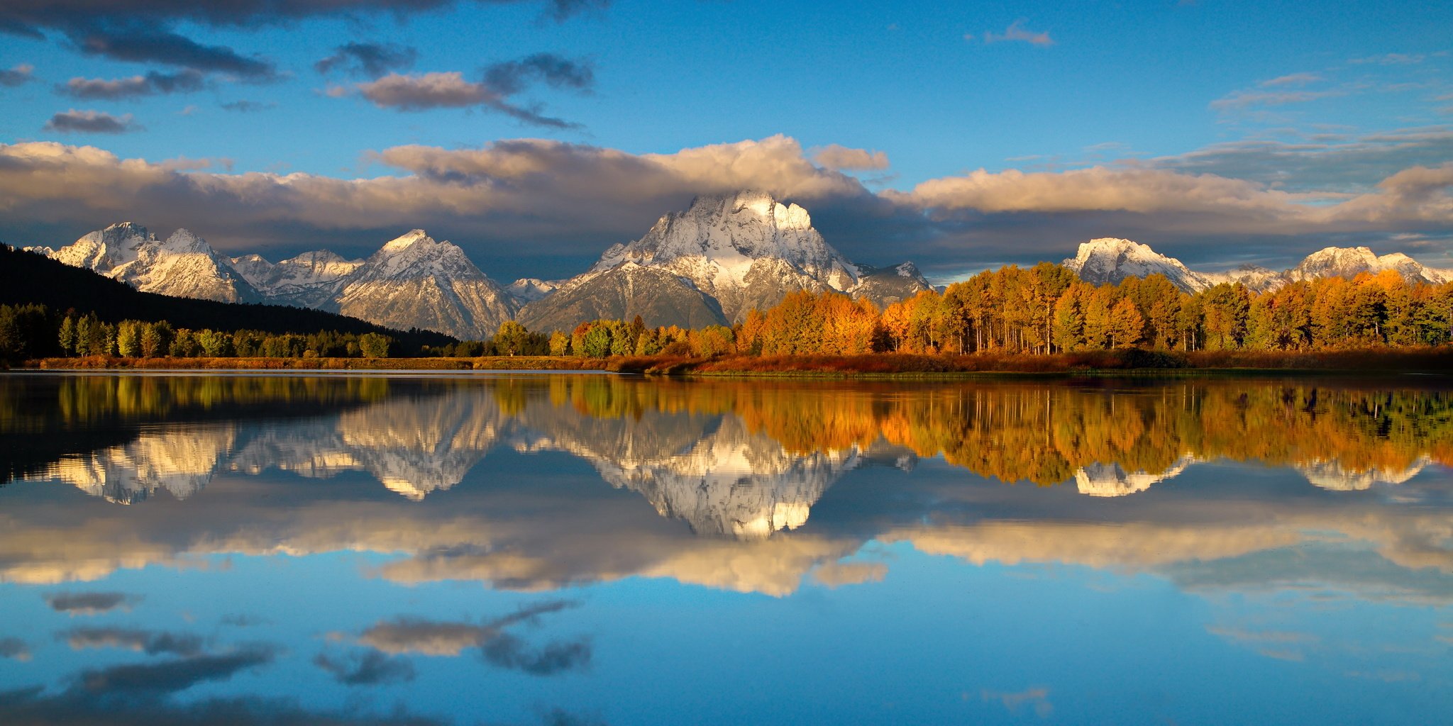 lake, Mountains, Reflection, Grand, Teton, National, Park, Autumn Wallpaper