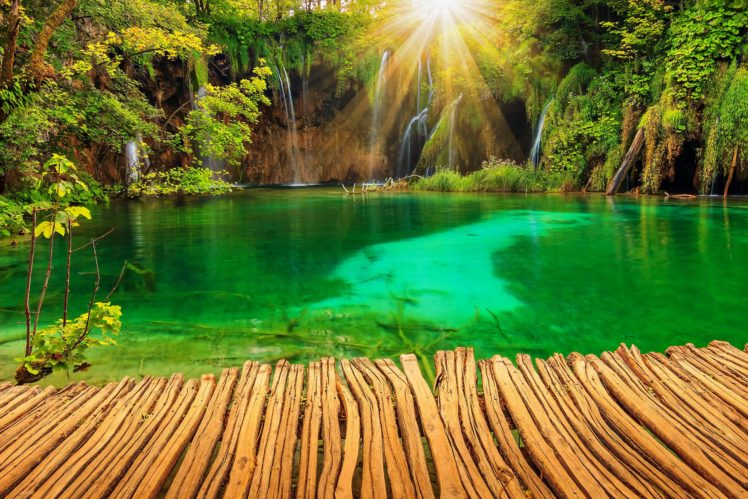 croatia, Parks, Lake, Waterfall, Plitvice, Rays, Of, Light, Nature, Garden HD Wallpaper Desktop Background