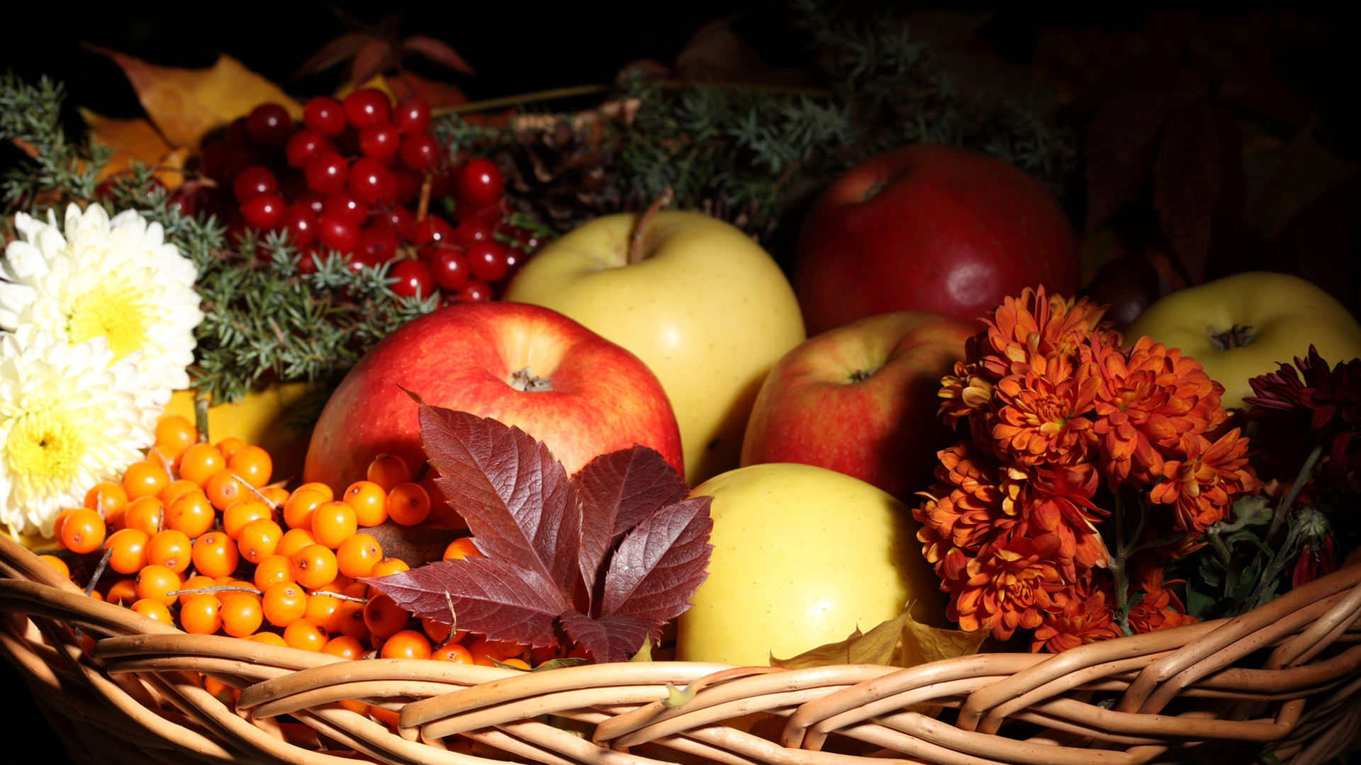 fruit, Still, Life, Apples, Berries, Berry, Nuts, Food, Leaves, Basket Wallpaper