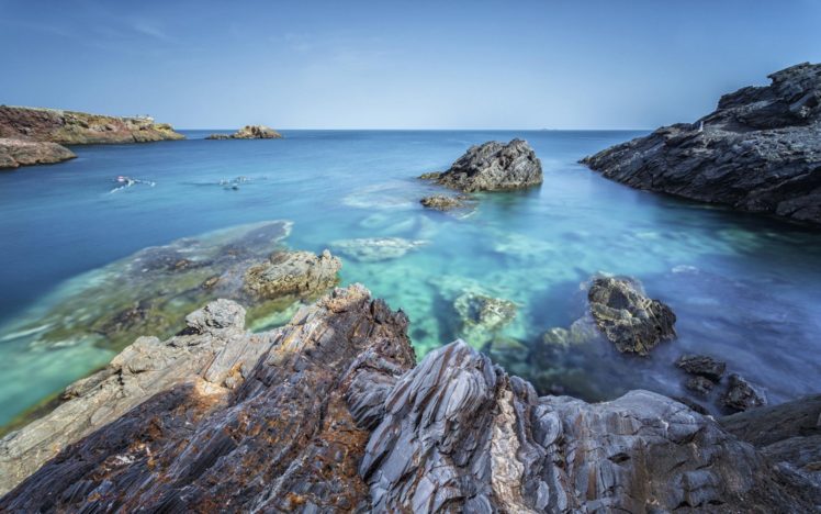 sea, Blue, Beach, Rocks HD Wallpaper Desktop Background