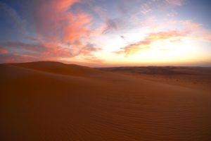 desert, Dusk, Sunset, Clouds, Dunes, Sky