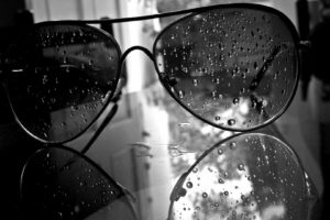 glasses, Monochrome, Water, Drops, Aviator, Black, White