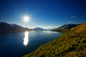 lake, Wakatipu, New, Zealand, Lake, Sunlight, Landscape, Mountains
