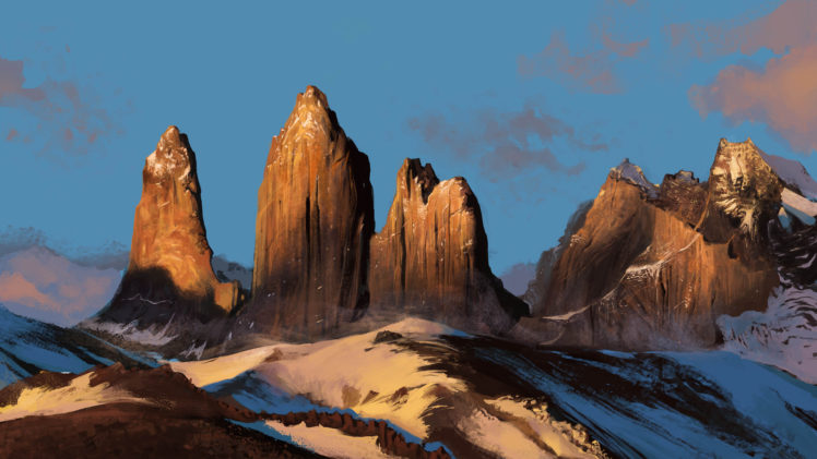 mohammad, Javadi, Nature, Art, Mountains, Snow, Rocks, Landscape HD Wallpaper Desktop Background