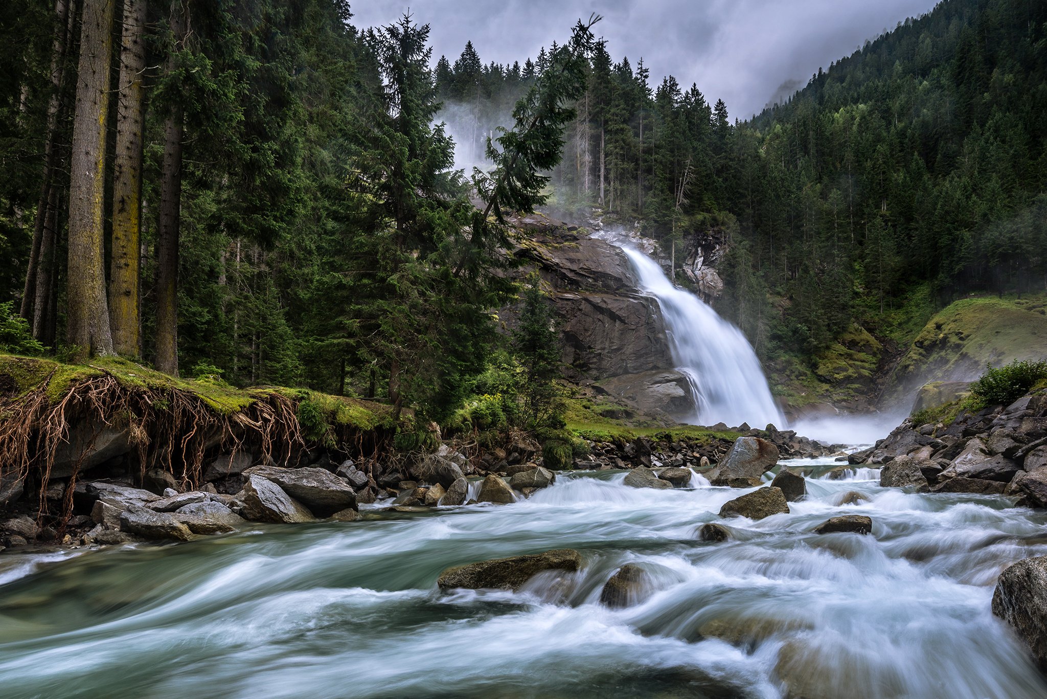 austria, Krimml, Salzburg, River, Rocks, Waterfall, Forest, River Wallpaper