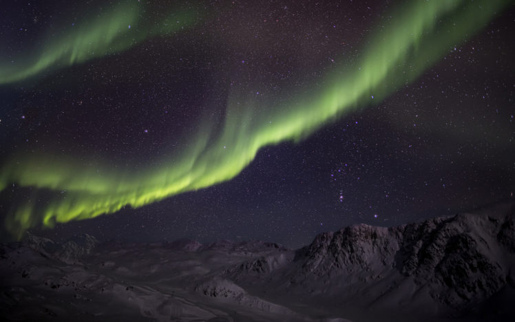 aurora, Borealis, Northern, Lights, Night, Green, Stars, Sky, Landscapes, Mountains HD Wallpaper Desktop Background