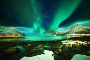 lofoten, Islands, Norway, Norther, Lights, Sky, Night, Sea, Ocean