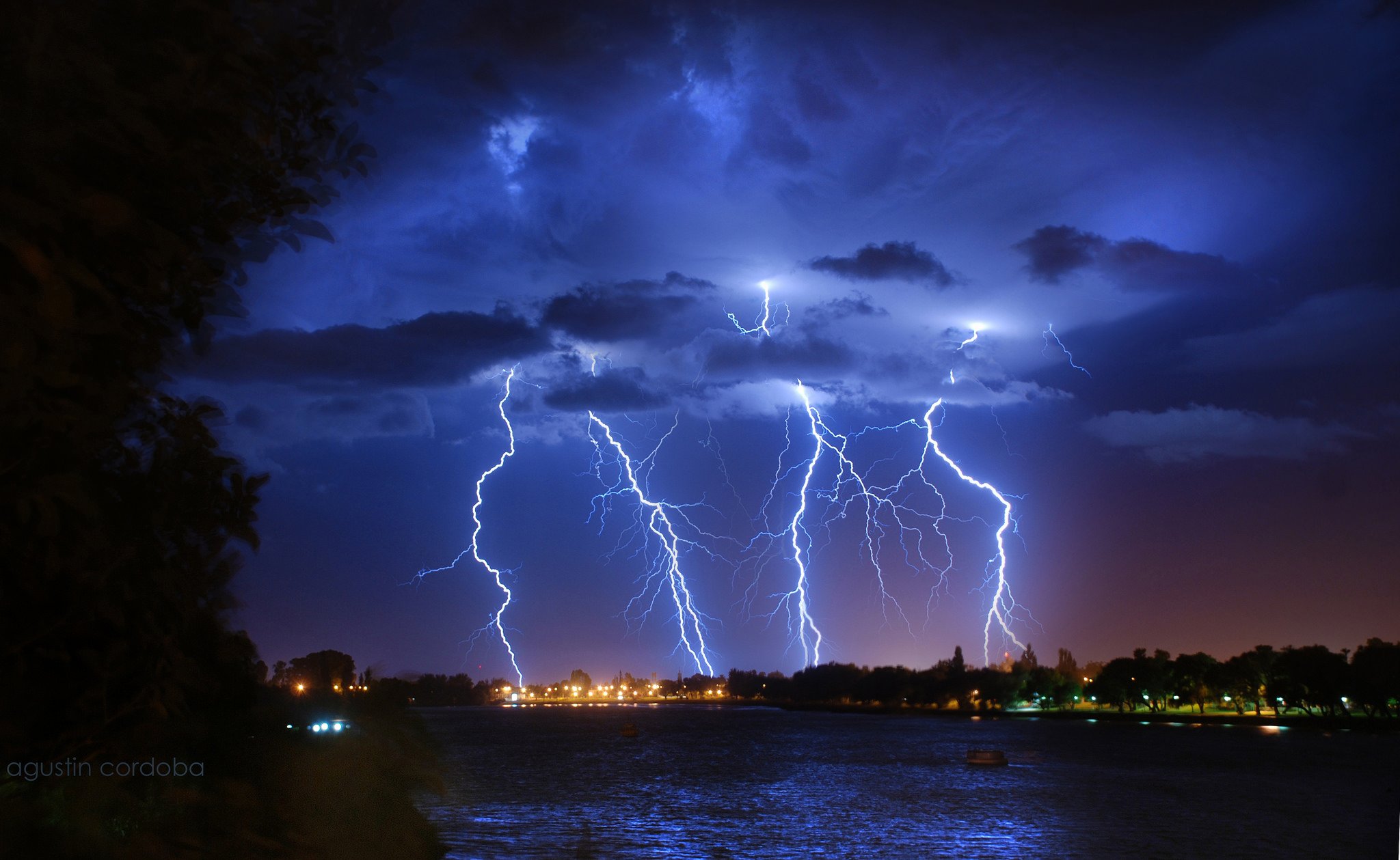 lightning, Night, Light, Nature, Storm, Cities, Sky, Landscapes