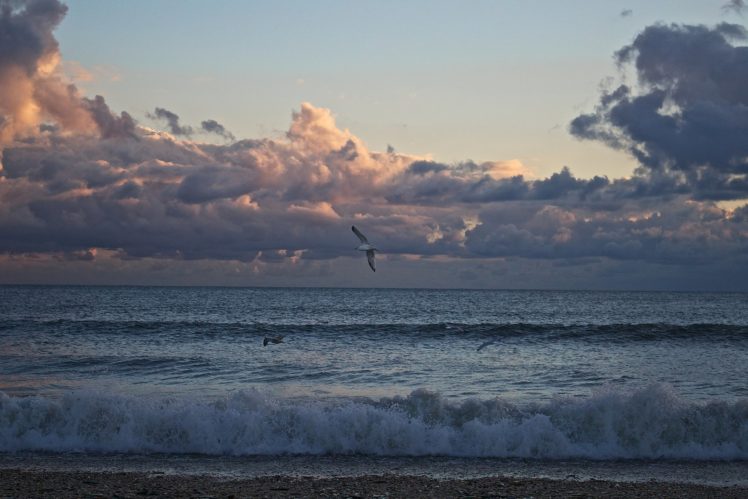 beaches, Clouds, Ocean, Sea, Seascapes, Nature, Sky, Waves HD Wallpaper Desktop Background