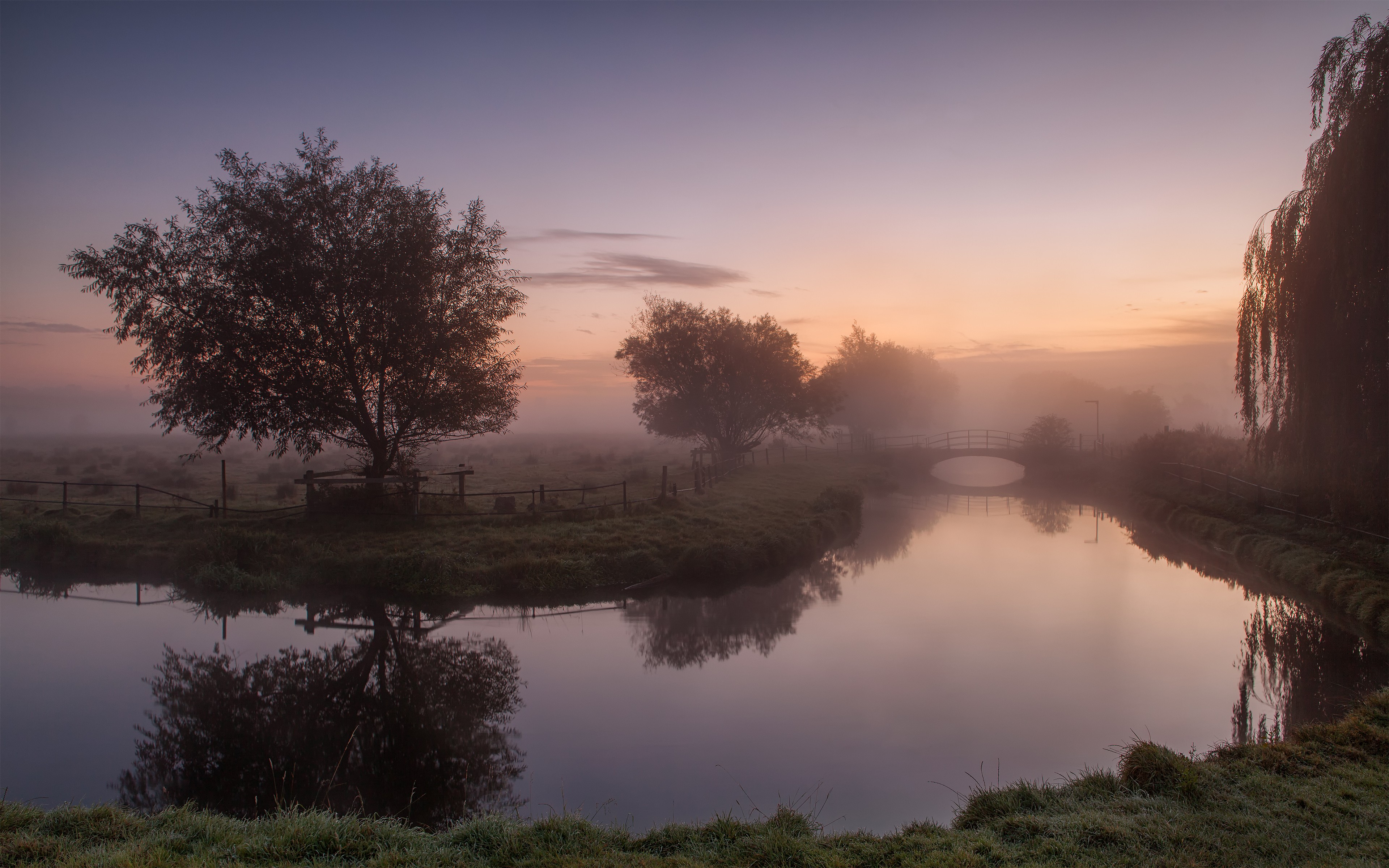 landscapes, Nature, Trees, Dawn, Fog, Mist, United, Kingdom, Hdr, Photography, Rivers, Reflections Wallpaper