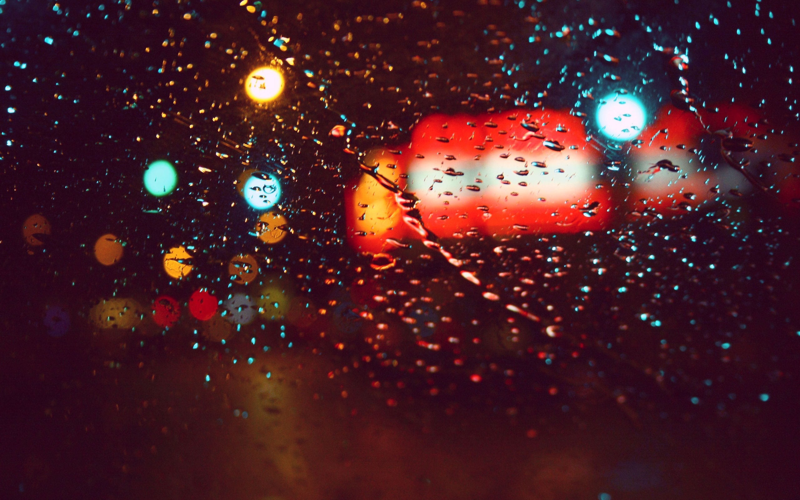 lights, Rain, Cars, Glass, Water, Droplets, Macro, Rain, On, Glass Wallpaper