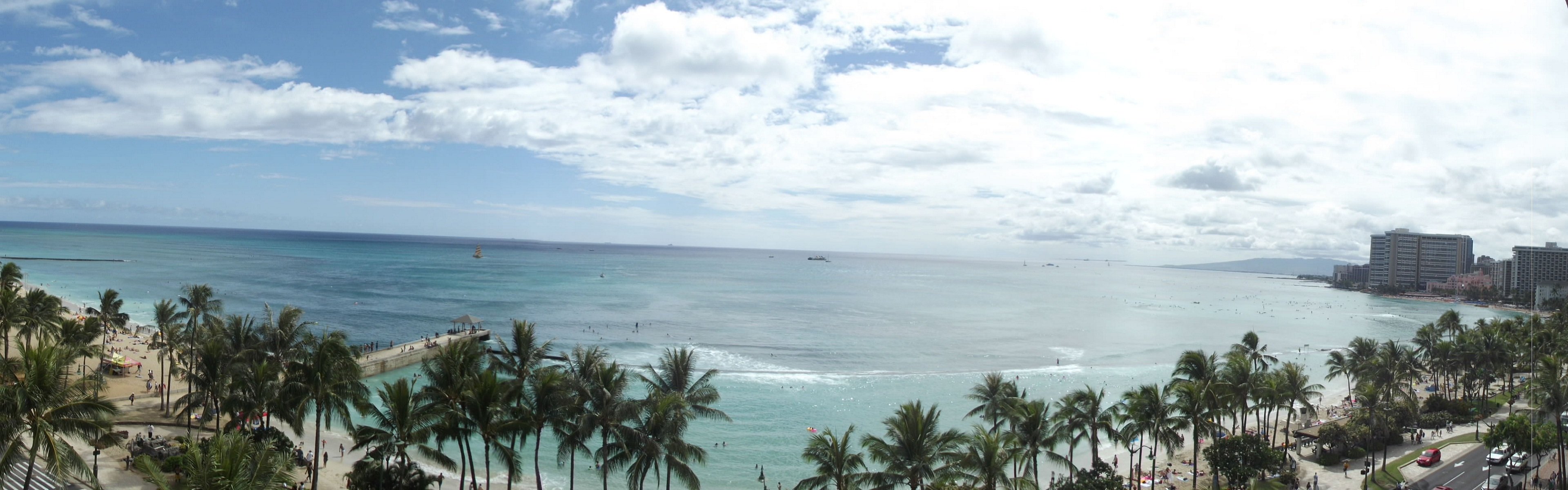 view, From, Waikiki, Beach, Hawaii Wallpaper