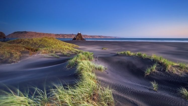 beaches, Grass, Sand, Ocean, Sea, Landscapes, Coast, Shore, Sky HD Wallpaper Desktop Background