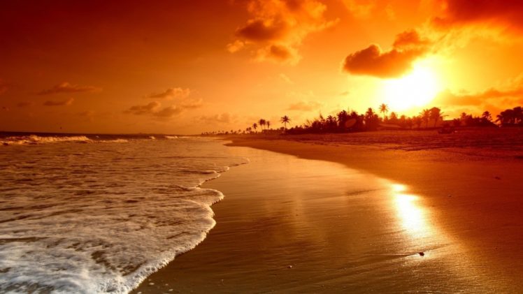 sunset, Sunlight, Sun, Landscapes, Beaches, Nature, Sea HD Wallpaper Desktop Background