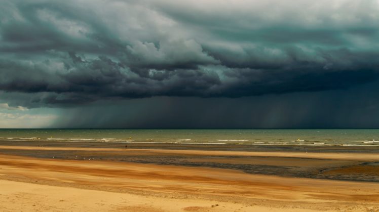 beach, Shore, Sky, Clouds, Sea, Ocean, Rain HD Wallpaper Desktop Background