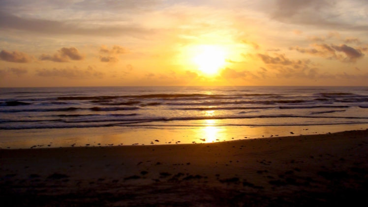 sunset, Ocean, Landscapes, Beach, Sea HD Wallpaper Desktop Background