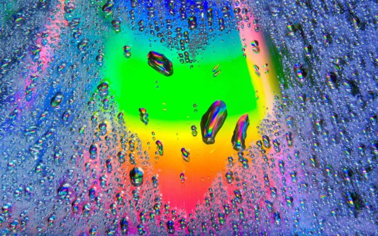 rainbows, Water, Droplets, Hearts, Art, Design HD Wallpaper Desktop Background
