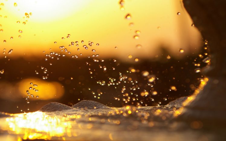 sunlight, Water, Droplets, Splashes HD Wallpaper Desktop Background