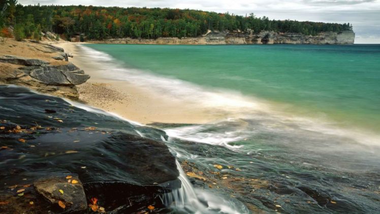 beach, Rocks, Michigan, Chapel, National, Park, Lake, Superior HD Wallpaper Desktop Background