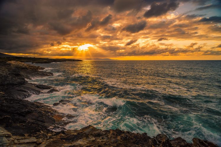 sea, Waves, Spain, Rocks, Sky, Ocean, Beach HD Wallpaper Desktop Background