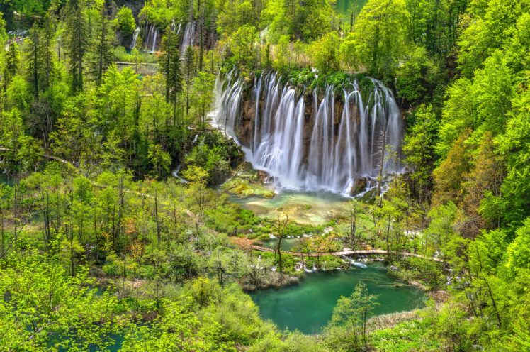 trees, Waterfalls, Cascades, National, Park, Plitvice, Lakes, Croatia, Plitvice, Forest HD Wallpaper Desktop Background