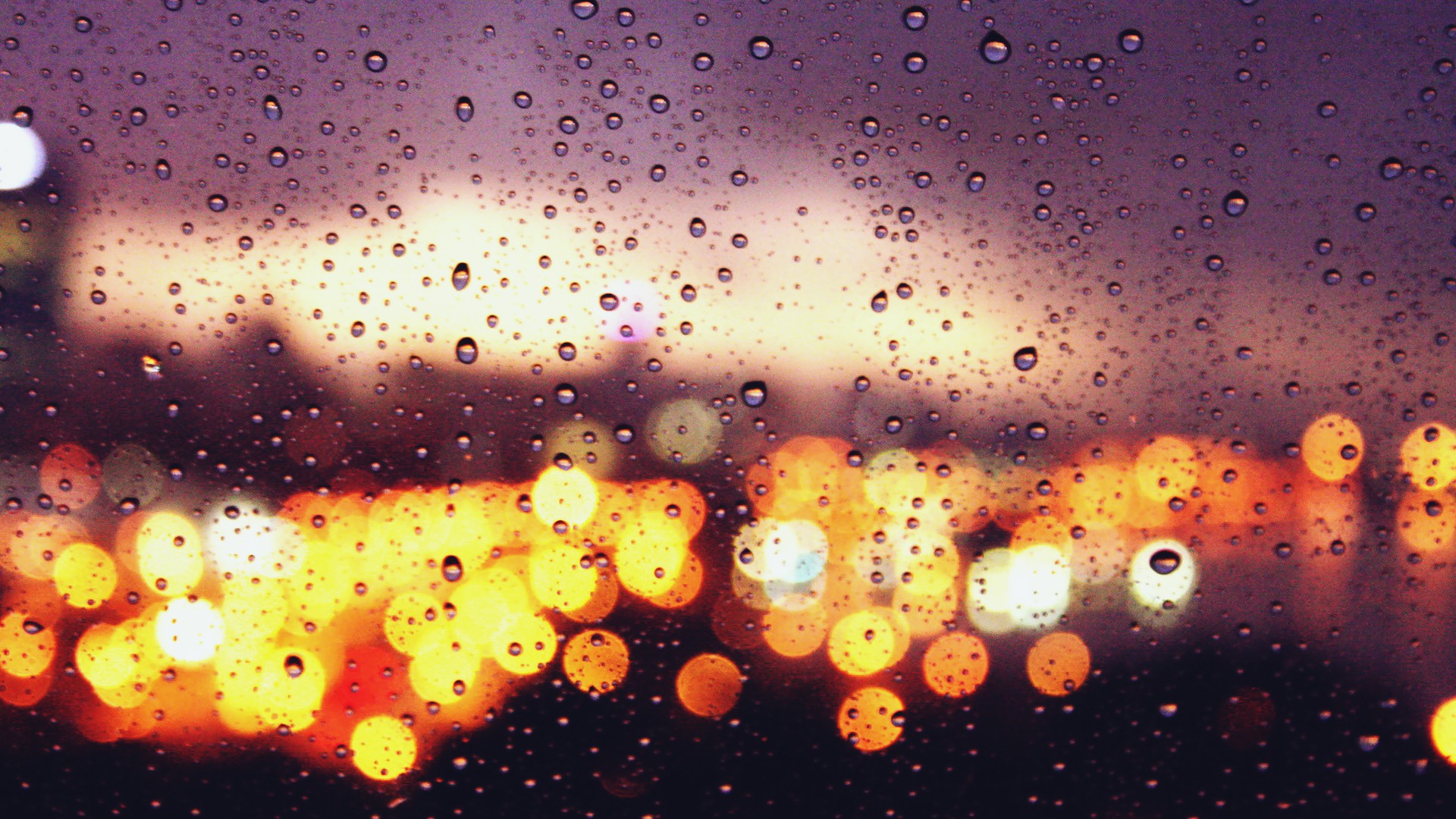 lights, Rain, Bokeh, Water, Droplets Wallpaper