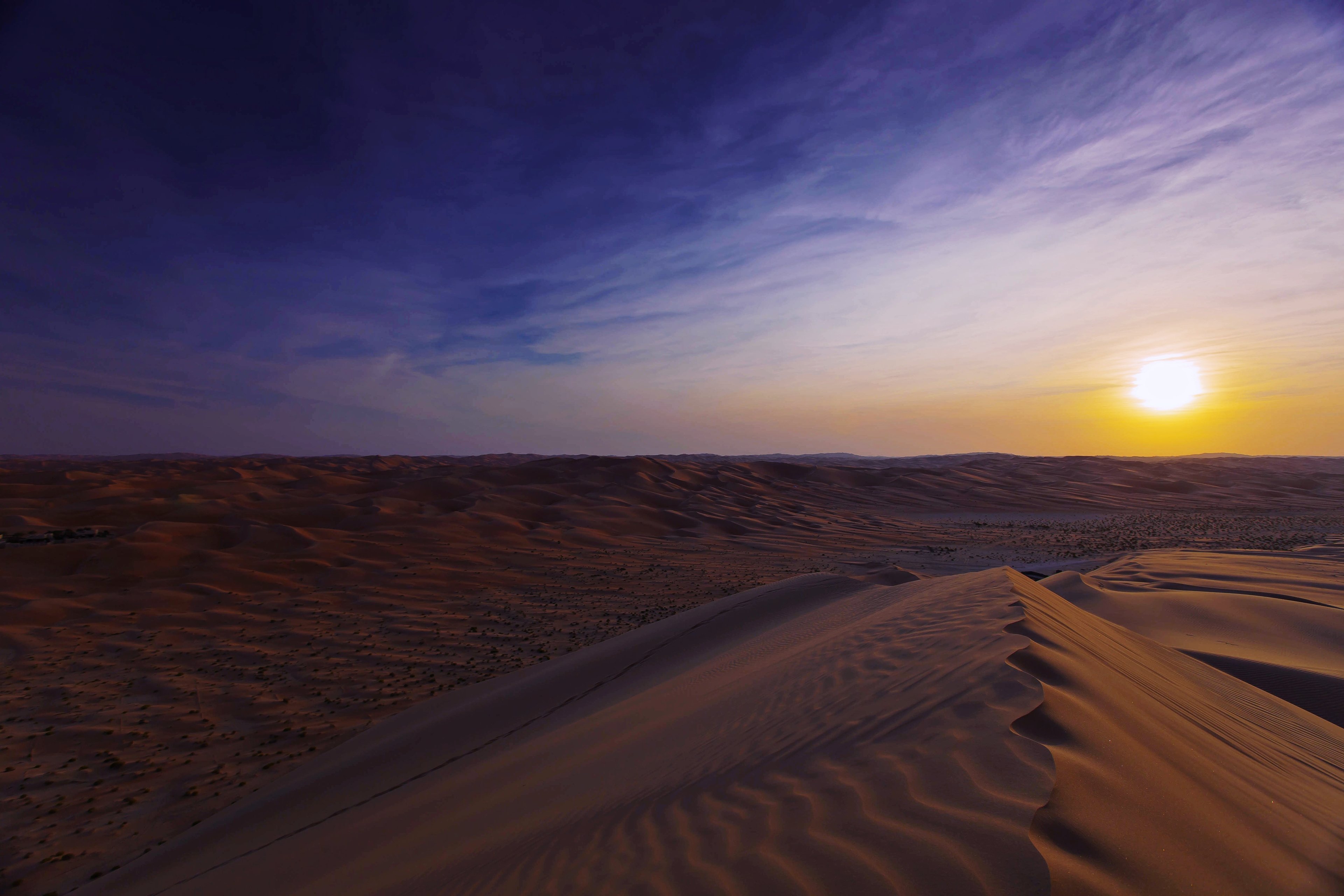 desert, Sunset, Sand, Landscapes, Nature, Dunes, Sky, Clouds, Sun, Beauty Wallpaper