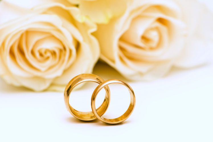 wedding, Rings, Roses, Flowers, Gold, Lovers, Yellow, Romance, Emotions, Marriage, Couple, Girls HD Wallpaper Desktop Background