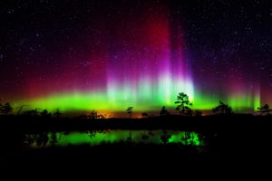 aurora, Borealis, Night, Stars, Colurful, Trees, Lakes, Landscapes, Nature, Earth, Beauty