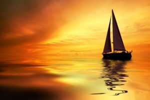 sea, Ocean, Boat, Yacht, Sky, Clouds, Sunset, Orange, Landscapes, Nature, Earth