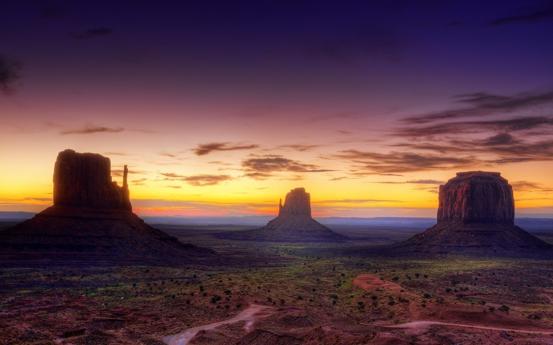monument, Valley, Arizona, Usa, Usa, Desert, Canyon, Sunset, Evening, Sky, Landscap Wallpaper