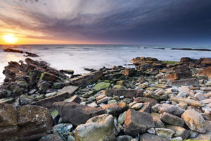 sea, Rocks, Landscape, Sunset