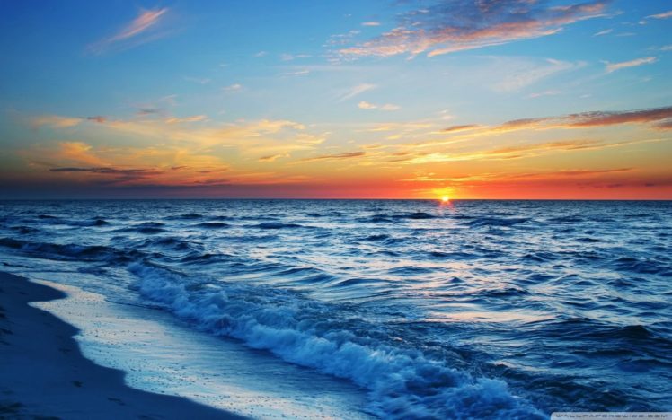 ocean, Sunset HD Wallpaper Desktop Background