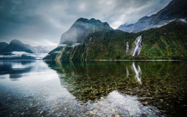new, Zealand, Lakes, Mountains, Reflection, Stones, Waterfall HD Wallpaper Desktop Background