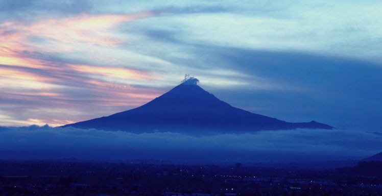 puebla, Morelos, Mexico, Volcano, Twilight, Popocatepetl, Fog, Pastel HD Wallpaper Desktop Background