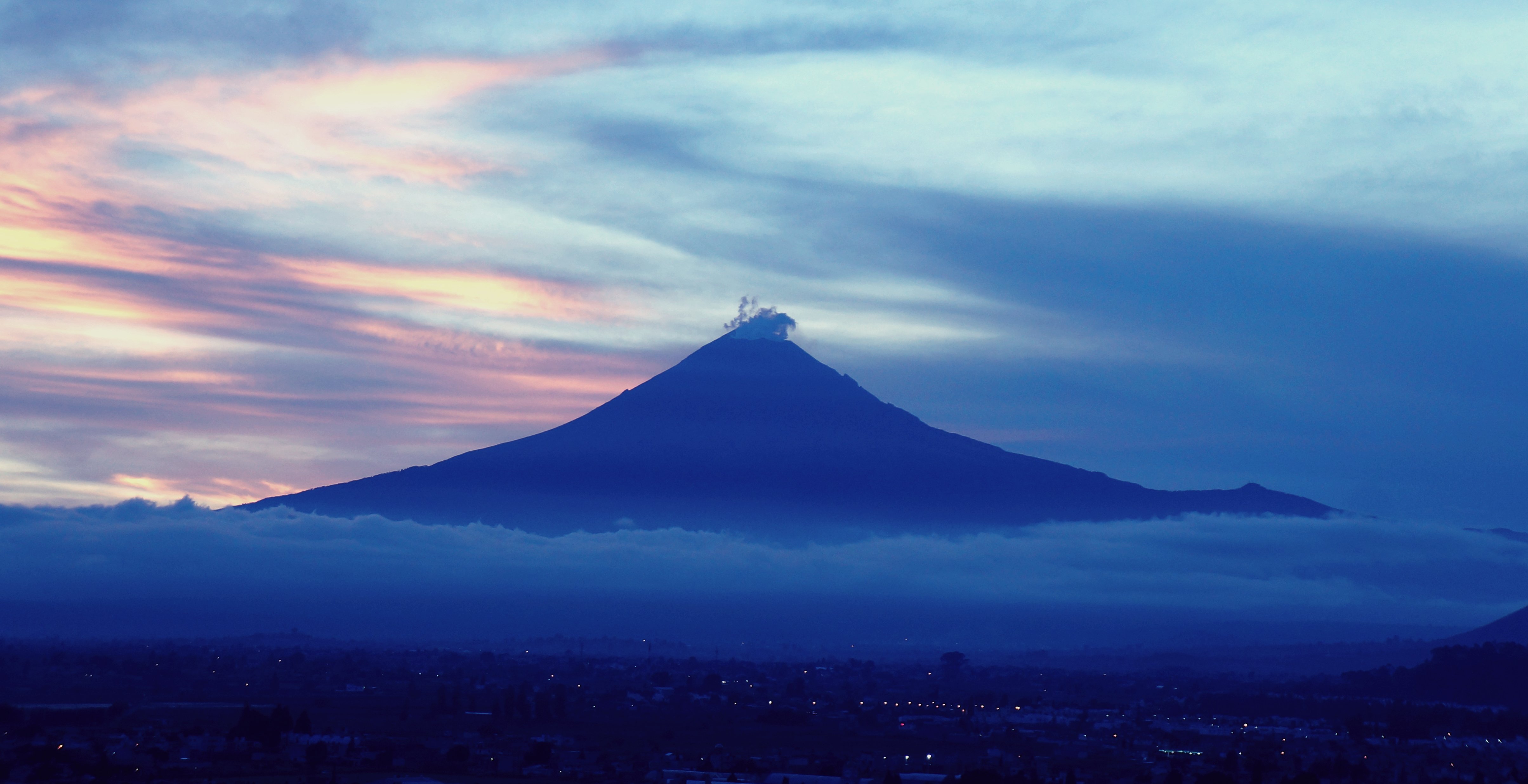 puebla, Morelos, Mexico, Volcano, Twilight, Popocatepetl, Fog, Pastel Wallpaper