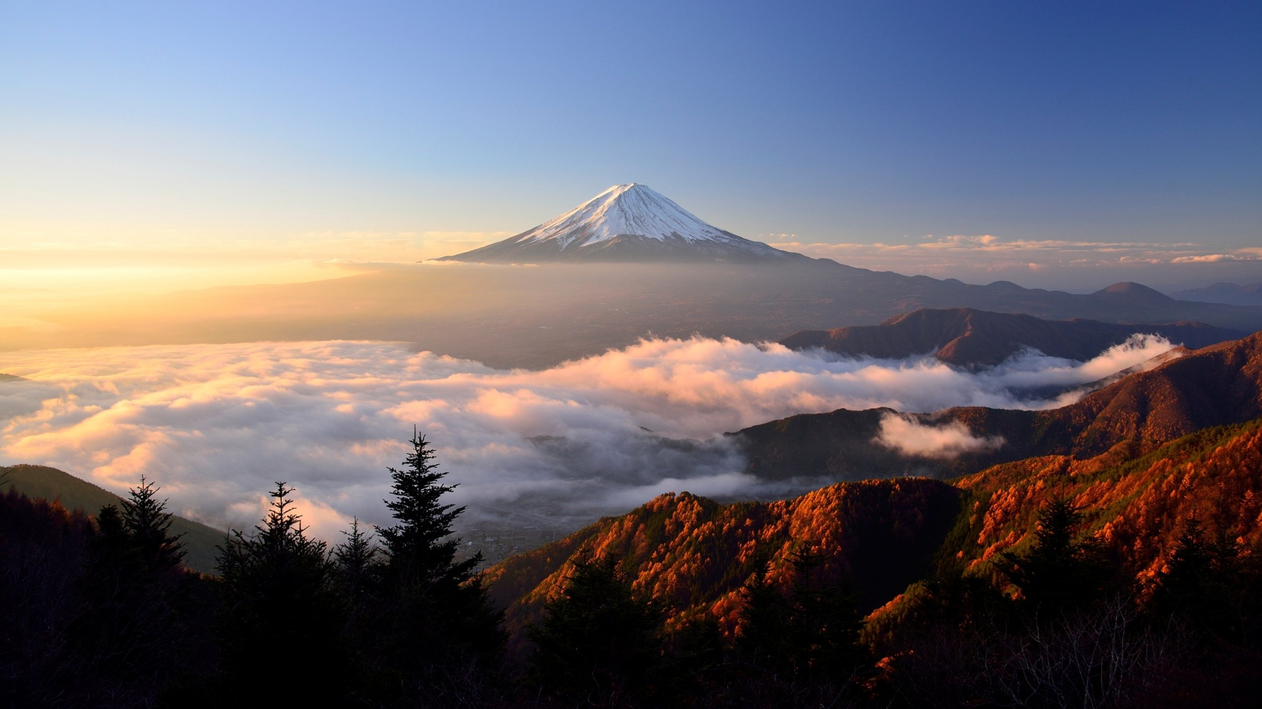sunrise, Morning, Landscape, Stratovolcano, Volcano, Japan, Mount, Fuji, Clouds Wallpaper