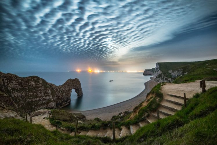 durdle, Door, Limestone, Dorset, England, Coastline, Cloud, Sea, Jurassic, Coast, Steps, Coast, Se, Ocean HD Wallpaper Desktop Background