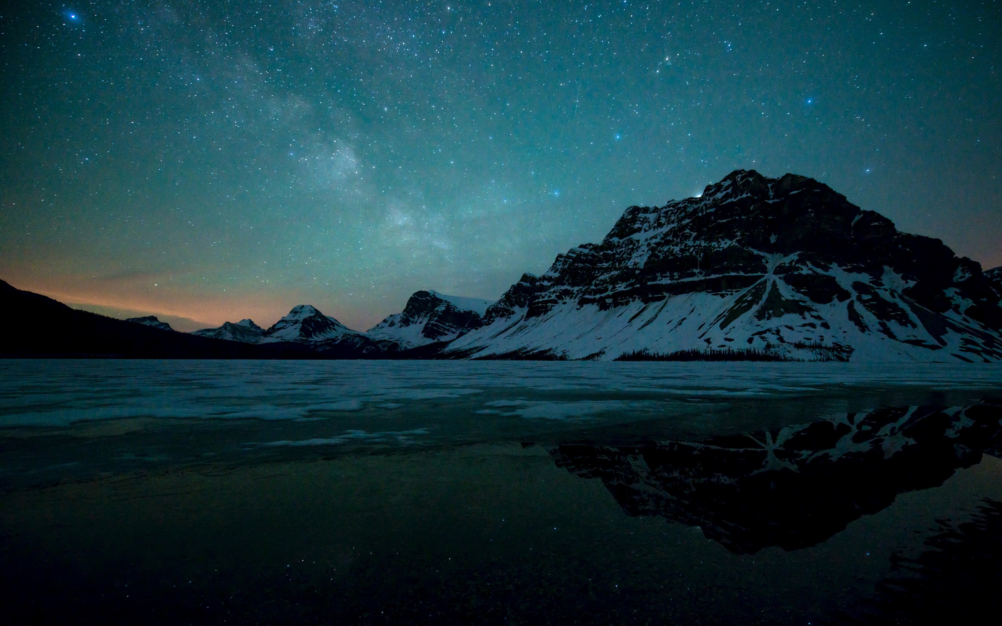 reflection, Nature, Water, Landscape, Mountain, Winter, Stars, Sky, Night Wallpaper