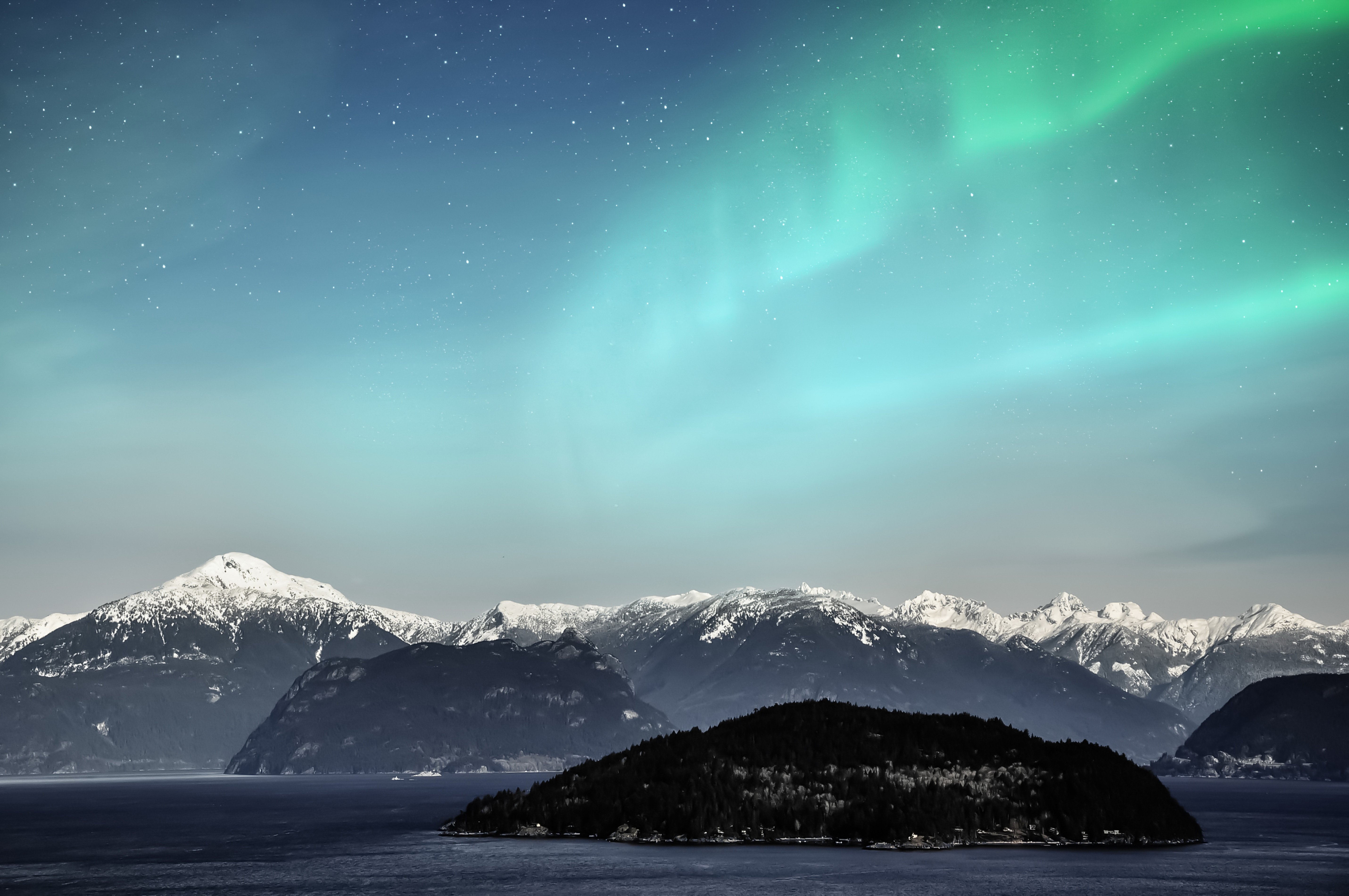 aurora, Borealis, Mountains, Snow, Night, Sky, Northern, Space, Lake Wallpaper